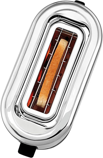 WMF Küchenminis 1-Scheiben Toaster Langschlitz XXl-Toast, Mini Toaster mit Brötchenaufsatz 7 Bräunungsstufen Überhitzungsschutz 600W Edelstahl matt