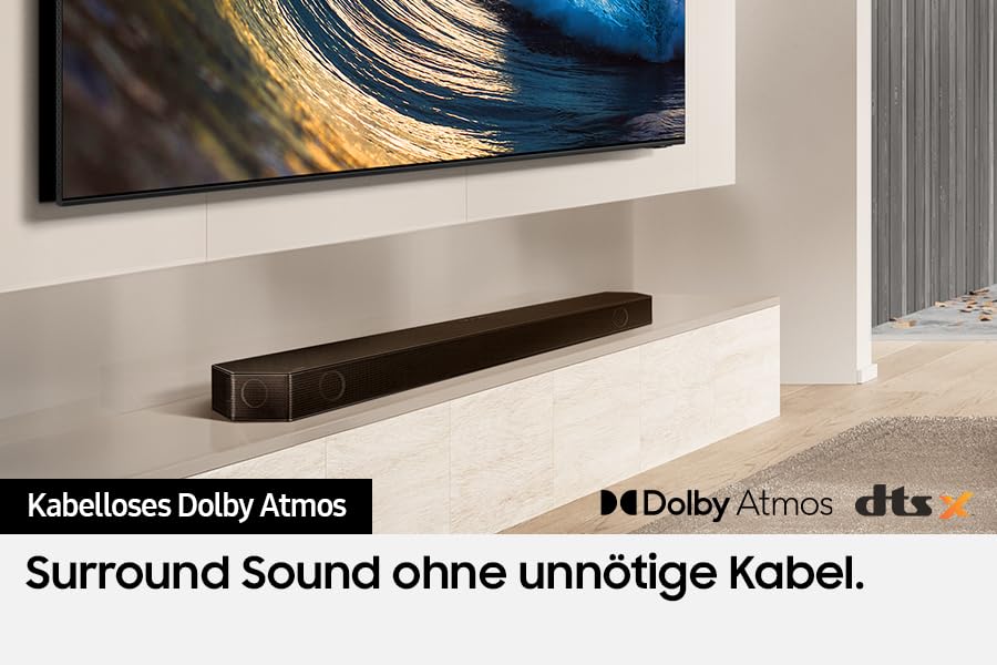 Samsung HW-Q995GD 11.1.4-Kanal Q-Soundbar für TV-Geräte, 4.0.2-Kanal-Rücklautsprecher, Bluetooth-Lautsprecher mit kabellosem Dolby Atmos / DTS:X, Q-Symphony [2024]