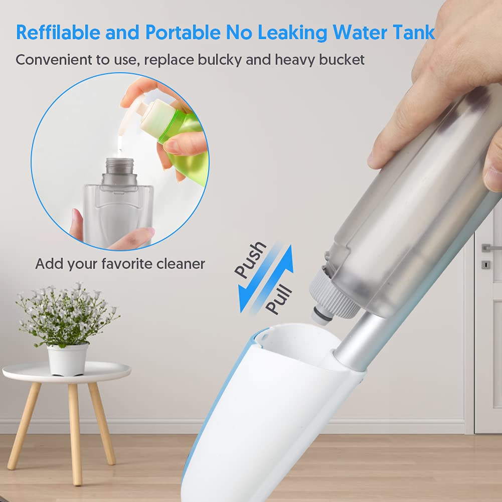 Sprühwischer Bodenwischer, FORSPEEDER Wischmopp mit Sprühfunktion mit 410ml Wassertank Trocken-Nassmopp Sprühwischer Bodenwischer mit 3 Waschbaren Mikrofaser Pads Wischer Boden Spray Mop
