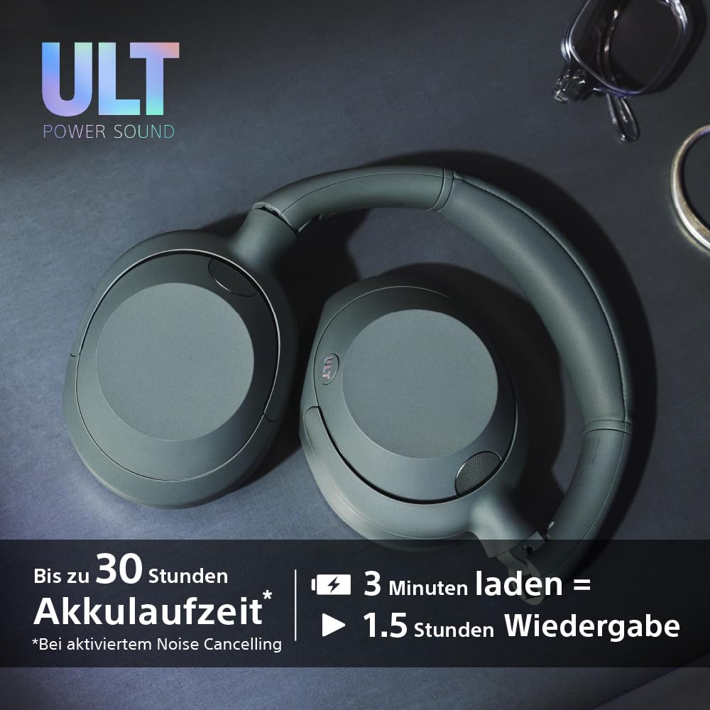 Sony ULT WEAR | Kabellose Bluetooth Kopfhörer mit Noise Cancelling | mit Mikrofon, 30 h Akku, Bass Boost Funktion | Geeignet für Sport, Musikgenuss, Reisen & Arbeit, Schwarz
