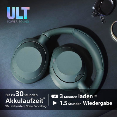 Sony ULT WEAR | Kabellose Bluetooth Kopfhörer mit Noise Cancelling | mit Mikrofon, 30 h Akku, Bass Boost Funktion | Geeignet für Sport, Musikgenuss, Reisen & Arbeit, Schwarz