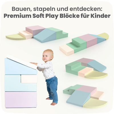 IGLU SOFT PLAY Corner Climber 5 STK Schaumstoff Bausteine Kinder und Baby zum Klettern Schaumstoffbausteine Kletterblöcke (Pastel)
