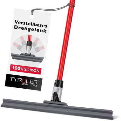 Tyroler Wasserschieber Bodenabzieher 45cm Silikon-Lippe mit Abzieher Boden | Wasserschieber mit Stiel 4-teiligem Griff 140cm | Wasserabzieher Boden geeignet für alle Oberflächen, Abzieher Dusche Boden