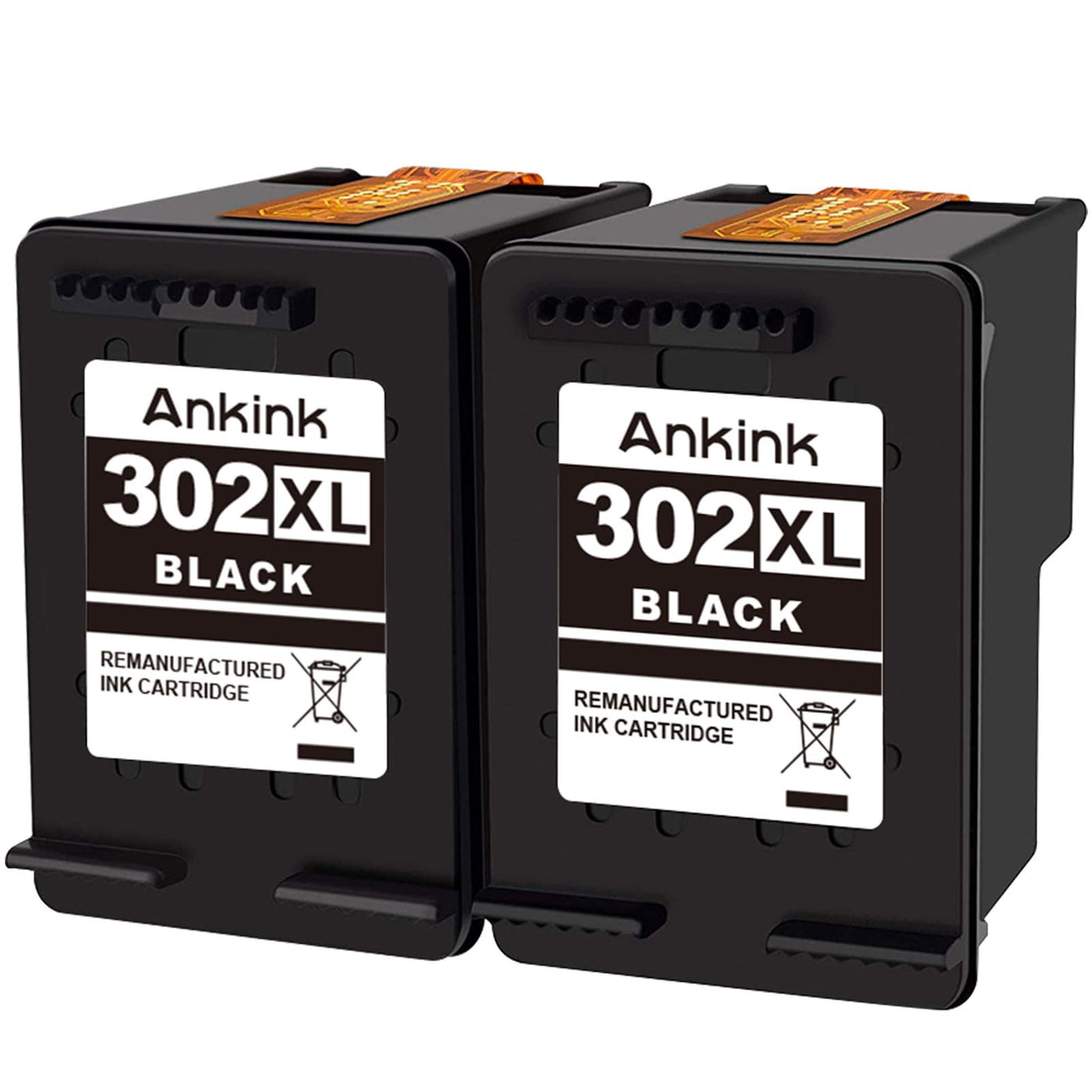 ANKINK Wiederaufbereitet Tintenpatrone Druckerpatronen als Ersatz für HP 302XL für Patrone 302 XL für 1110 2130 3630 3632 3634 3636 3639 4520 4524 4525 4526 4528 3830 3831 3833, Schwarz 2er-Pack