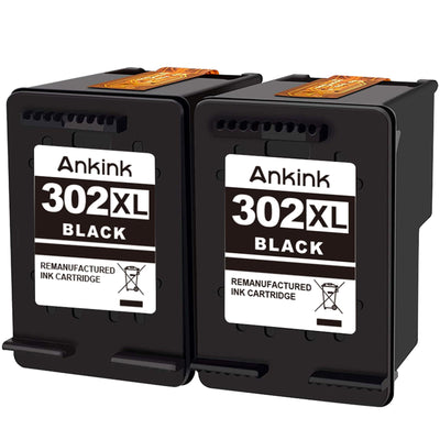 ANKINK Wiederaufbereitet Tintenpatrone Druckerpatronen als Ersatz für HP 302XL für Patrone 302 XL für 1110 2130 3630 3632 3634 3636 3639 4520 4524 4525 4526 4528 3830 3831 3833, Schwarz 2er-Pack