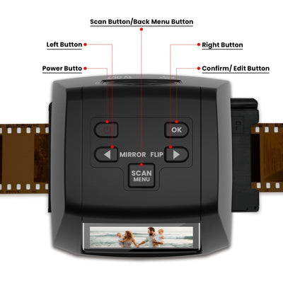 Digital Film Scanner, Eigenständiger Diascanner und Negativscanner Konvertiert Negative und Filmdias von 35mm, 126, 110, Super 8 und 8mm in JPEG-Bilder, 2,4" LCD-Display