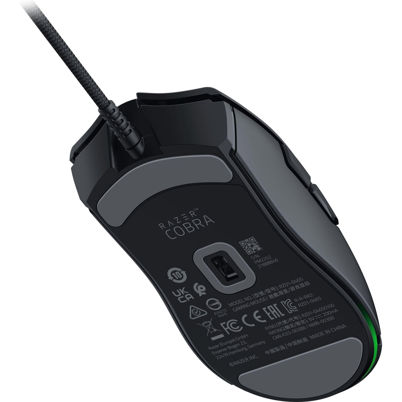 Razer Cobra - Leichte kabelgebundene Gaming-Maus mit Chroma RGB (Federleichte 57 g, Optische Maus-Switches der 3. Gen, Chroma-Beleuchtung mit Unterbodenbeleuchtung, Präzise Sensor-Anpassungen) Schwarz