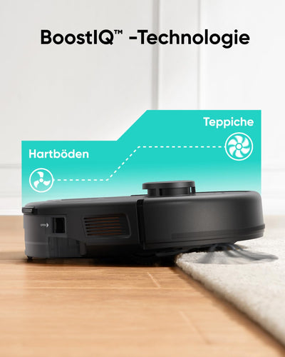 eufy L60 Saugroboter mit Absaugstation und Wischfunktion, 5.000Pa Saugkraft, Anti-Haar-Verwicklung, Absaugstation 60 Tage ohne Leeren, iPath-Laser-Navigation, für Hartböden