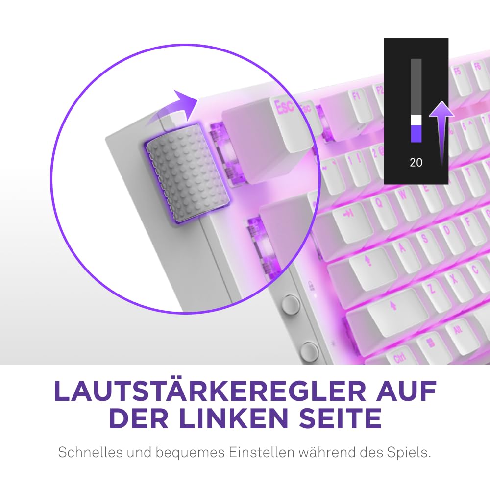 NZXT Function 2-2024 Optische Vollformat Gamingtastatur | RGB beleuchtet | 8K-Abfragerate | Lineare Opt. Switches | Einstellbare Auslösung | Hot-Swap | Gaming Keyboard| Weiß - DE (QWERTZ)