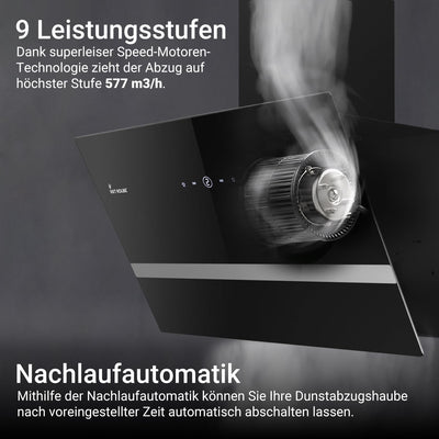 KKT KOLBE Dunstabzugshaube 60 cm | Umluft | Abluft | Kopffrei | Wandhaube | Edelstahl | Schwarz | Glas | Smart WiFi App | WLAN | RGBW-LED-Beleuchtung | EASY609SHCM