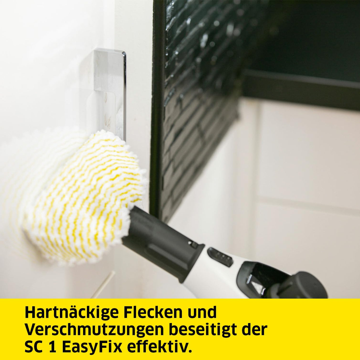 Kärcher Dampfreiniger SC 1 EasyFix, Dampfdruck: 3 bar, Aufheizzeit: 3 min., Leistung: 1.200 W, Flächenleistung: 20 m², Tank: 200 ml, mit Bodenreinigungsset EasyFix, Düsen und Mikrofaserbezug, Weiss