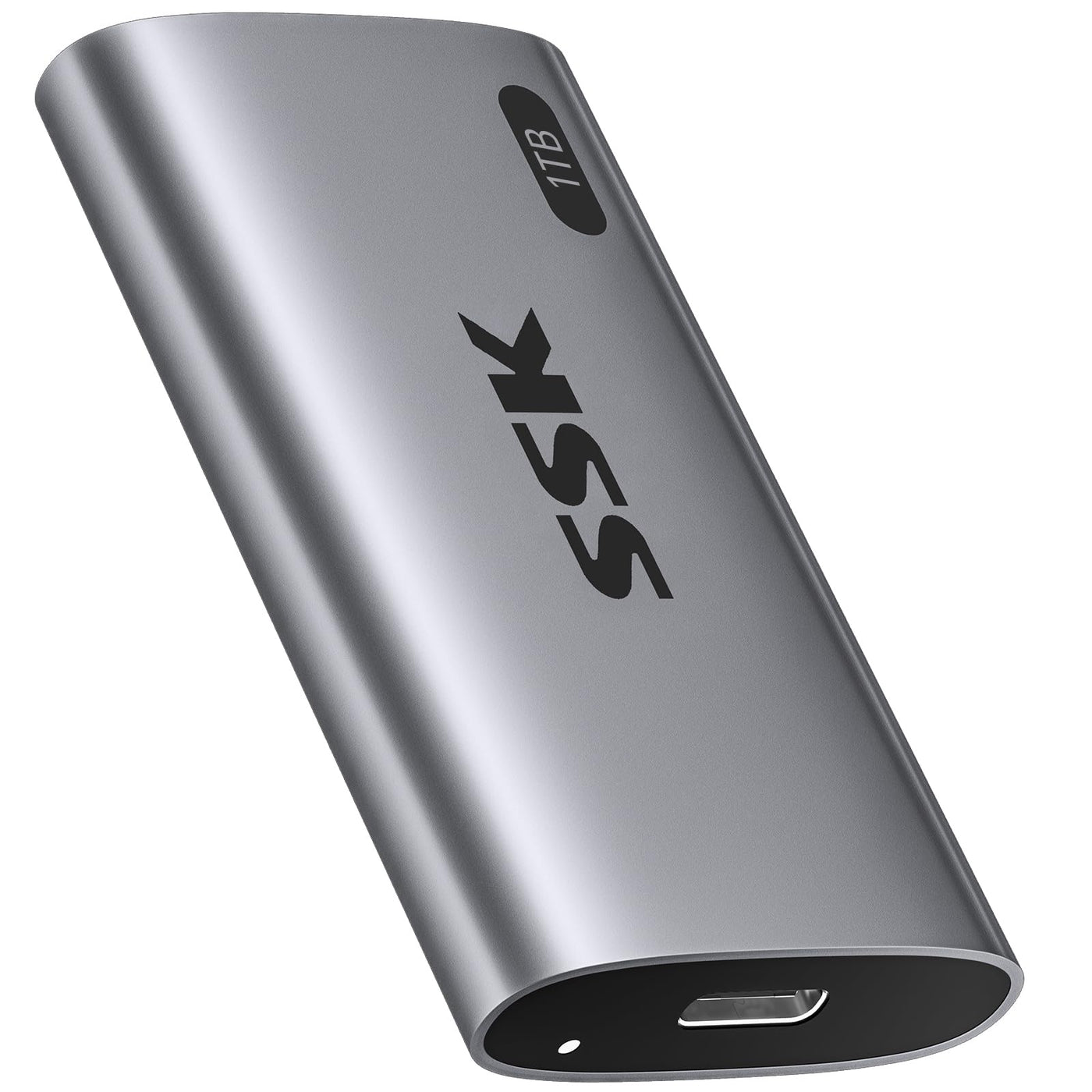 SSK 1TB Externe SSD Festplatte, Portable SSD bis zu 550 MB/s Schnelle External SSD USB 3.2 Gen2 USB C SSD für iPhone 15/Pro, Windows, Mac, Android Mit LED-Licht, Trim, SMART Unterstützt