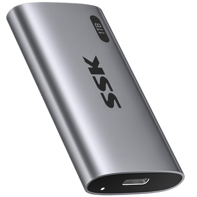 SSK 1TB Externe SSD Festplatte, Portable SSD bis zu 550 MB/s Schnelle External SSD USB 3.2 Gen2 USB C SSD für iPhone 15/Pro, Windows, Mac, Android Mit LED-Licht, Trim, SMART Unterstützt