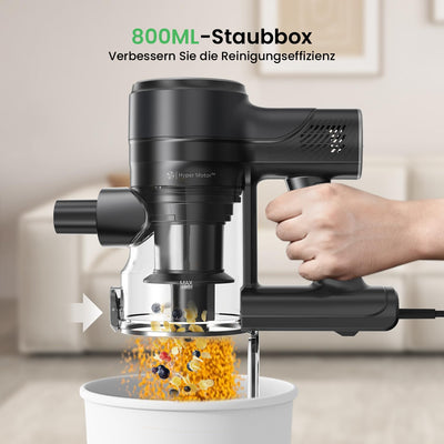 Vexilar 5-in-1 Staubsauger, 600W/28KPa Staubsauger mit Kabel, Leicht Handstaubsauger mit 7m Kabellänge, 800ml Staubbehälter, Stielstaubsauger mit Kabel für Boden, Teppich, Haare