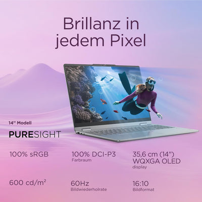 Lenovo Yoga 7i 2-in-1 AI Laptop | Copilot+ PC | 14" 2.8K OLED | Intel Core Ultra 7 | 16GB RAM | 512GB SSD | Intel Arc Grafik | Win11 | QWERTZ | inkl. Yoga Pen | 3 Jahre Garantie Exklusiv bei Amazon