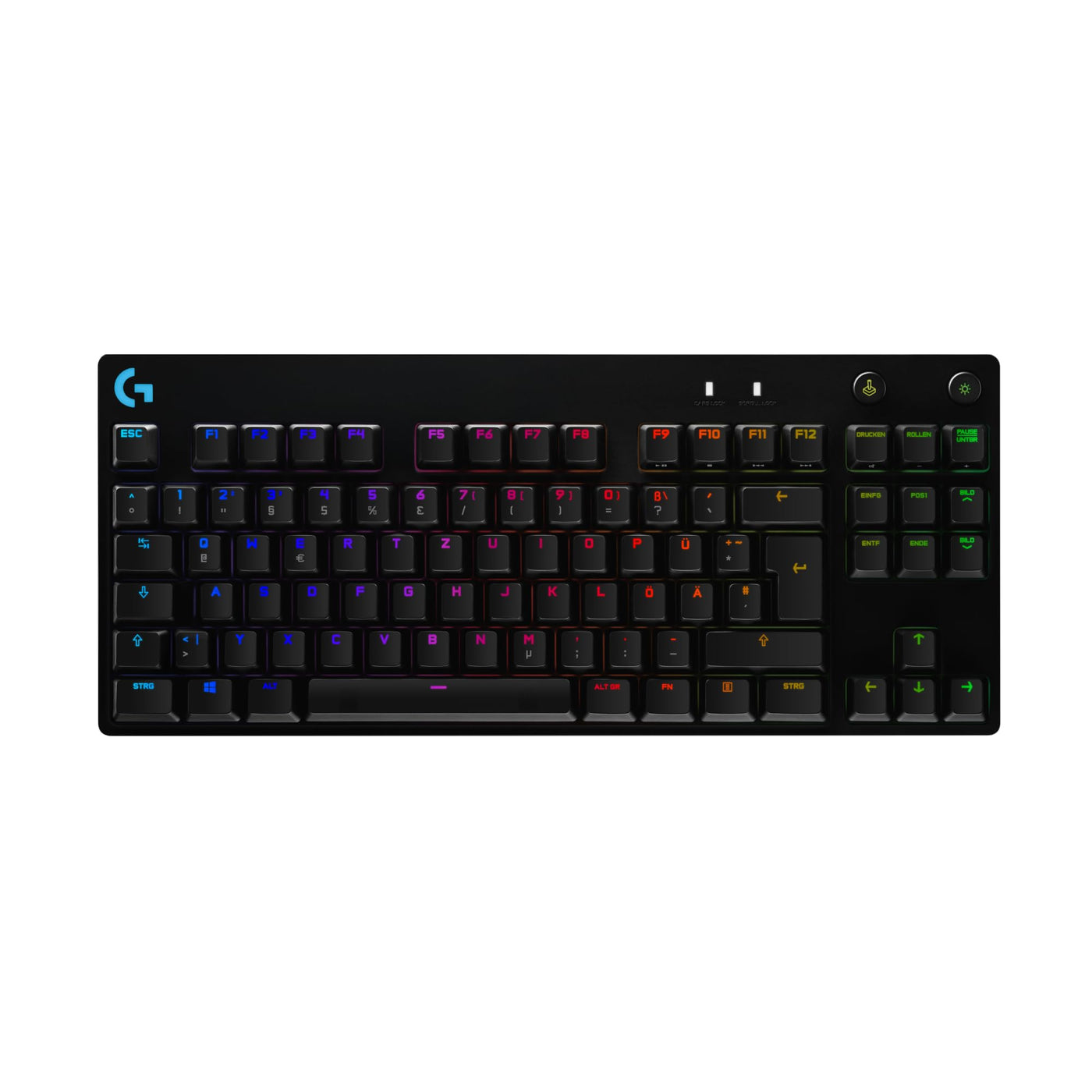 Logitech G PRO Mechanische Gaming-Tastatur – Portable Tenkeyless Design, abnehmbares Micro-USB-Kabel, GX Blue Clicky Switches, LIGHTSYNC RGB Backlit Keys, QWERTZ Deutsch, PC,Mac - Schwarz