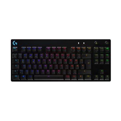 Logitech G PRO Mechanische Gaming-Tastatur – Portable Tenkeyless Design, abnehmbares Micro-USB-Kabel, GX Blue Clicky Switches, LIGHTSYNC RGB Backlit Keys, QWERTZ Deutsch, PC,Mac - Schwarz