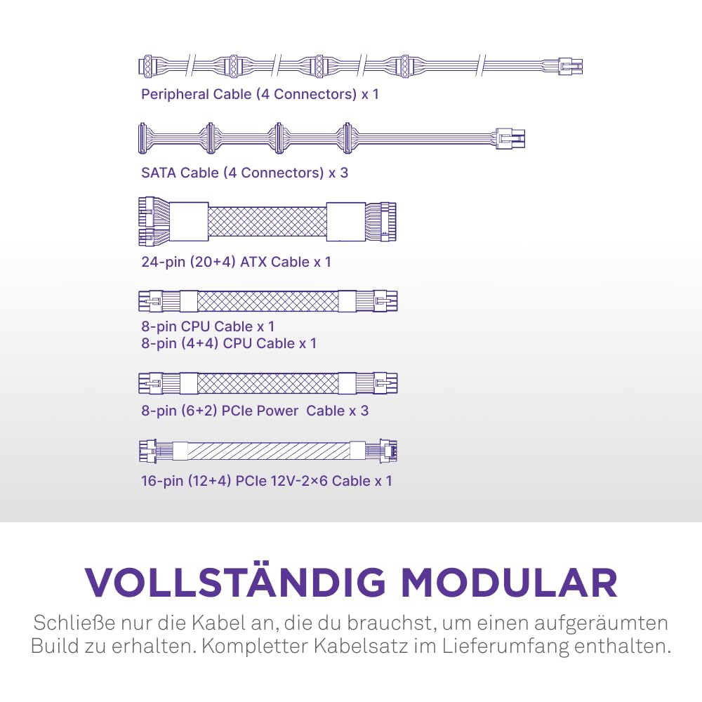 NZXT C850 Gold ATX 3.1 - Vollständig modulares, geräuscharmes PC-Gaming-Netzteil - 850 Watt - 80 PLUS Gold - 12V-2x6-Anschluss - Zero Fan-Modus - 100 % japanische Kondensatoren - Schwarz