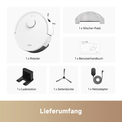 Mova E20 Saugroboter mit Wischfunktion, LDS-Navigation, 5.000 Pa Saugkraft, 2-in-1 Staubsaugen und Wischen, Kompakte Bauweise