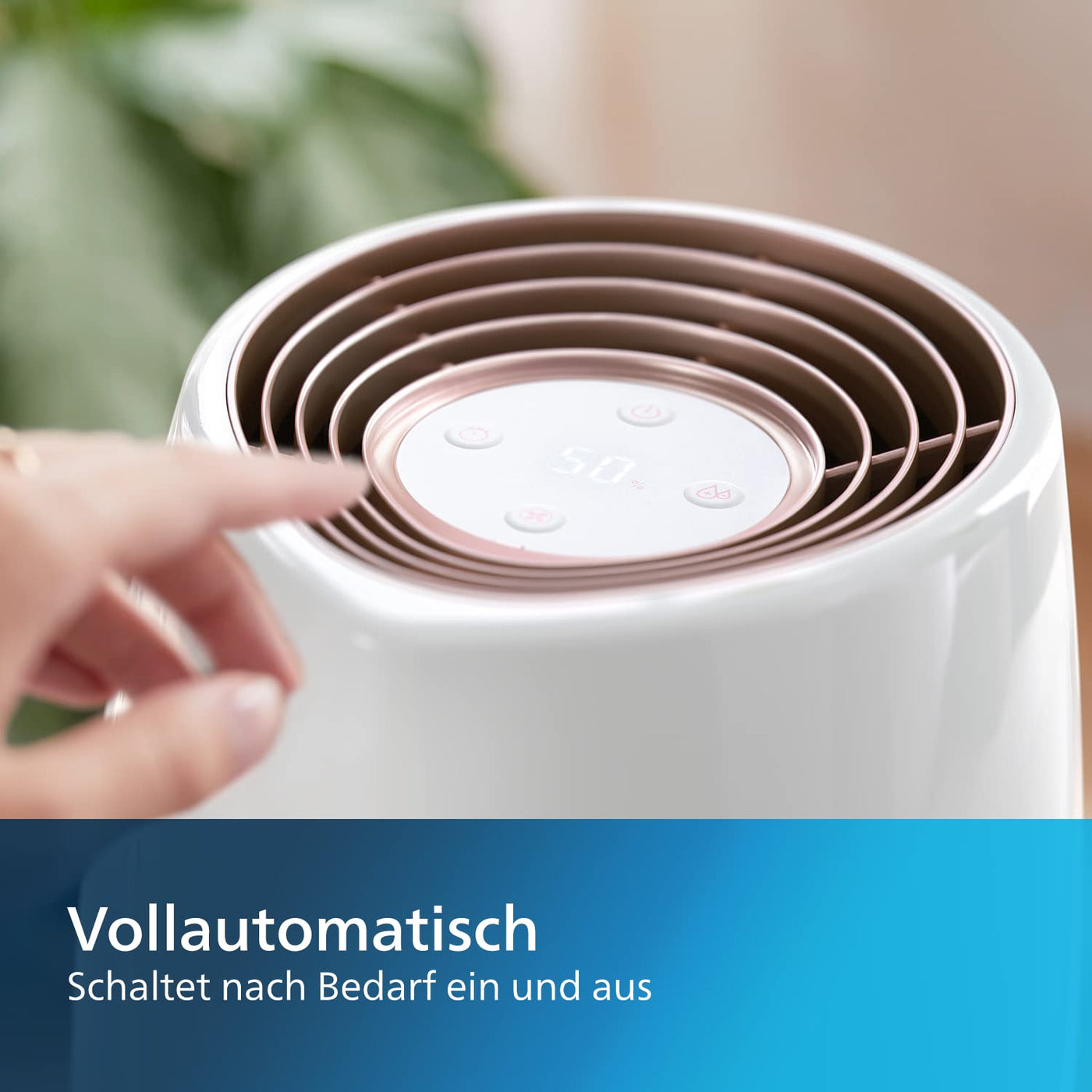 Philips 2000 Serie Luftbefeuchter – NanoCloud Technologie, Bis zu 99% Weniger Bakterien, Räume Bis 32 m², 3 Automatische Feuchtigkeitsstufen, 360-Grad-Diffusor, Ruhemodus, Kompakt (HU2716/10)