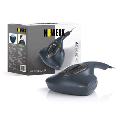 N8WERK Milbensauger in der Nordic Night Edition | Matratzenreiniger mit starker Saugkraft | Sterilisiert Oberflächen mit UV-C Licht | Vernichtet bis zu 99,9% Aller Milben