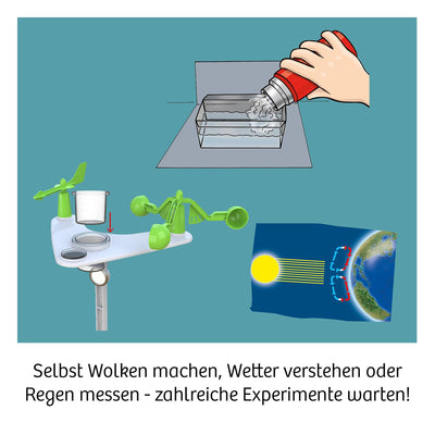KOSMOS 636142 Wetterstation, Erforsche Wetter und Klima, mit Windmesser, Kompass und Thermometer, Experimentierkasten für Kinder ab 8 Jahre,