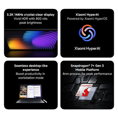 XIAOMI Pad 7 Tablet+Pen, 11.2 Zoll, 8+128GB, Grau, 3.2K 144Hz Display, Snapdragon 7+ Gen 3, 8850mAh Akku, 45W TurboCharge, HyperAI, Quad-Lautsprecher, Nahtloses Desktop-ähnliches Erlebnis