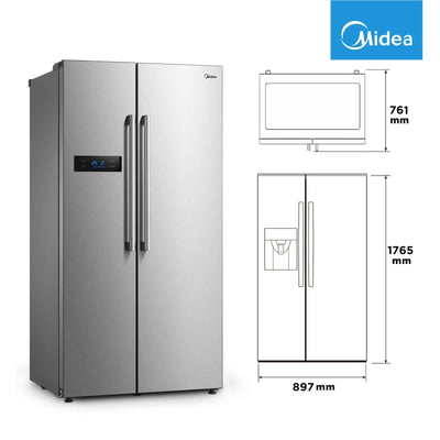 Midea MERS530FGD02 Side-by-Side Kühl-/Gefrierkombination/NoFrost/Inverter Technologie/Indoor Ice Bar/Twin Control/176,5 cm Höhe/335 L Kühlen/197 L Gefrieren/256 kWh/Jahr