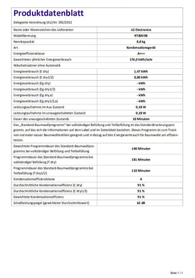 LG RT80V9B, Klasse A+++,Trockner 8 kg, Wärmepumpentrockner mit Kurzprogramm, Trockensensor, Trommelmaterial aus Edelstahl, 60 x 69 x 85 cm ꟷ Schwarz