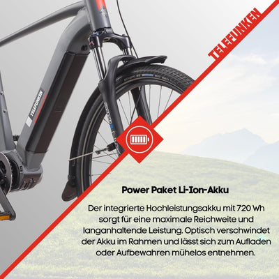 TELEFUNKEN E-Bike Herren 27,5 Zoll, Elektrofahrrad Mittelmotor, 9-Gang Kettenschaltung, Hydr. Scheibenbremsen, Pedelec SUV-Bike inkl. Fahrradschloss