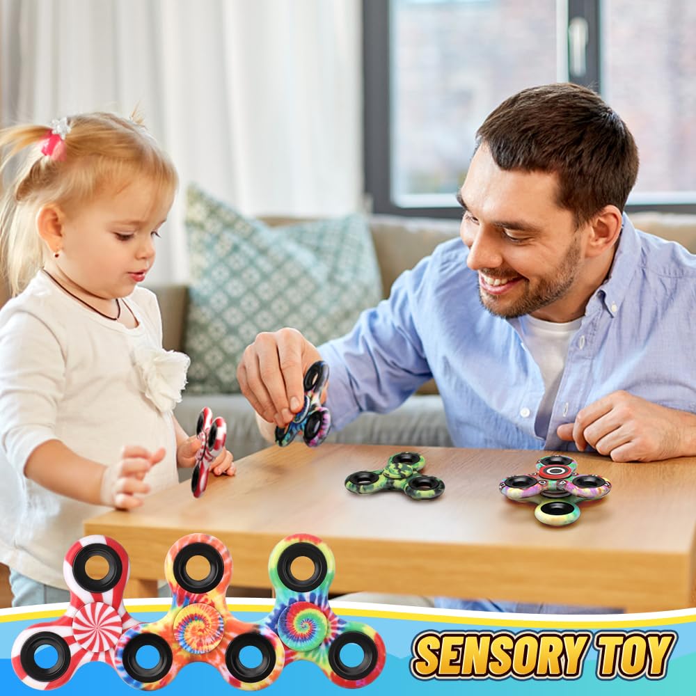 12 Pack Fidget Spinner Bulk für Kind Erwachsene Weihnachtsstrumpf Füller Geschenk, Metall Tri-Spinner Fidget Spielzeug Durable Hand Spinner für Stress Relief, Party Favors Supplies Goodie Bag Stuffers