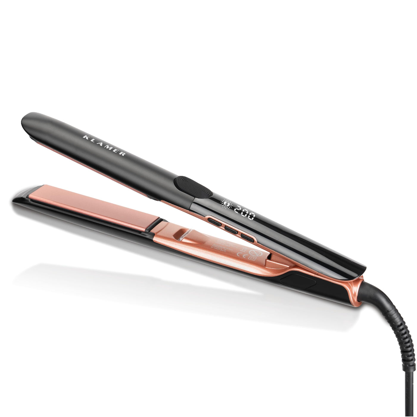 KLAMER Glätteisen 2 in 1,Haarglätter mit Ionen Technologie: weniger Frizz & statische Aufladung, Premium Keramik Beschichtung, 20s Schnellaufheizung, LCD-Display, 160°C -260°C, rosé