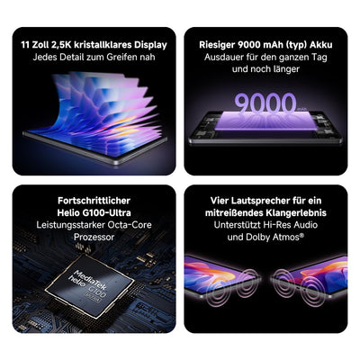 XIAOMI Redmi Pad 2, 8+256GB, Mint Green, 11" 2,5K kristallklares Display, Großer 9000mAh Akku, Fortschrittlicher Helio G100-Ultra, Vierfach-Lautsprecher für immersiven Klang (2 Jahre Garantie)