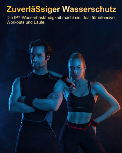Jesebang Bluetooth Kopfhörer Sport, in Ear Kopfhörer Kabellos Bluetooth 5.3 mit HD Mic, Herausragender Sound, 40 Std Spielzeit, Comfort Fit, Dual LED-Anzeige, IP7 Wasserdicht Ohrhörer mit Ohrhaken