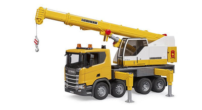 bruder 03571 - Scania Super 560R Liebherr Kran LKW mit Light & Sound Modul - 1:16 Fahrzeuge, Baufahrzeug, Kranwagen, Lastwagen, Spielzeug ab 4 Jahre