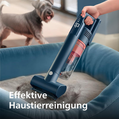 Philips Kabelloser Staubsauger 5000 Series Flex, Starke Saugkraft, 60 Min. Laufzeit, Düse mit LED-Beleuchtung, Tierhaar-Düse, Fugendüse und Kombi-Zubehör, Display, Austauschbarer Akku (XC5243/10)
