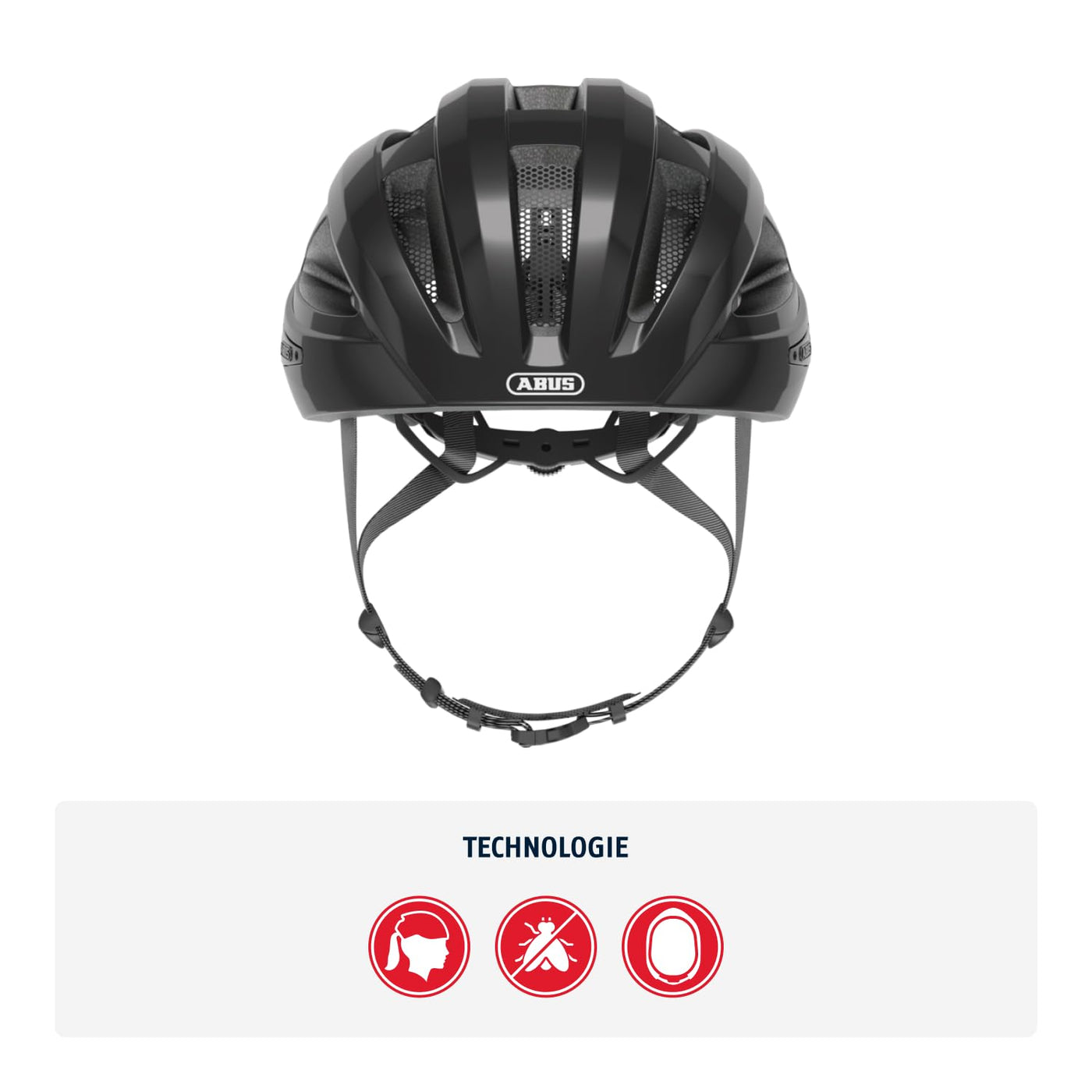 ABUS Rennradhelm Macator - sportiver Fahrradhelm für Einsteiger - auch für Zopfträger/-innen - für Damen und Herren - Schwarz Glänzend, Größe M