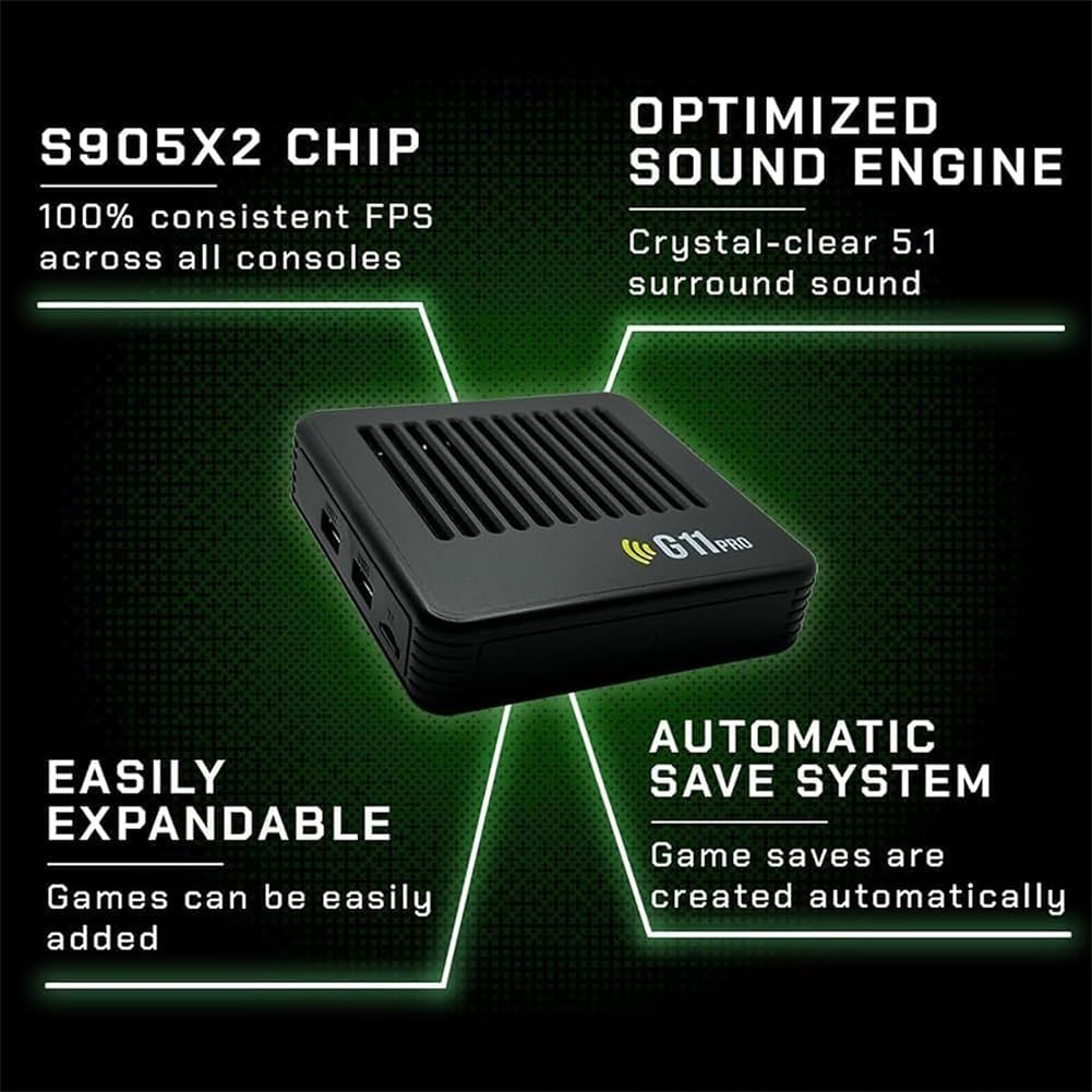Retrowave G11 Pro, 2025 New Retro Wave G11 Pro 100000 Spiele, 4k HD Retro Game Console, Portable Plug & Play Video Games with 2/4 Wireless Dual Controllers (256G,2 Controllers)