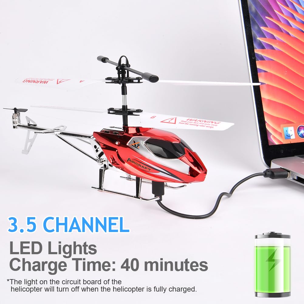Aolso Hubschrauber RC Helikopter, ferngesteuertes Spielzeug, 3,5 Kanal Indoor fliegendes Spielzeug, Höhenlage Hobby Flugzeug mit Kreisel, Miniflugzeug Geschenk für Kinder und Erwachsene(Rosenrot)