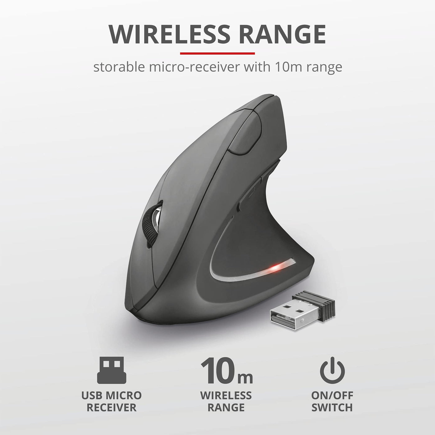 Trust 24080 Ymo Kabelloses Tastatur-Maus-Set - Deutsches QWERTZ - Schwarz & 22879 Verto Wireless Vertikale Ergonomische Maus (Vorbeugung Gegen Mausarm/Tennisarm, Nur für Rechtshänder) Schwarz