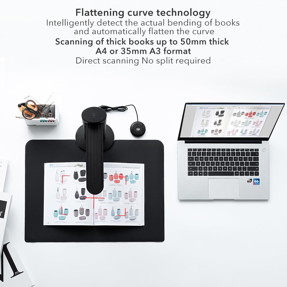 Savornest K2 Dokumentenscanner 23 MP: Automatisches Flachrechnen bis zum A3-Format Buchscanner OCR in Echtzeit für Windows Mac, SDK & Twain für Büros, Klassenzimmer und eBook