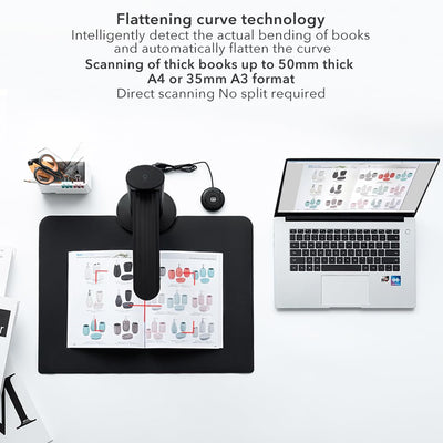Savornest K2 Dokumentenscanner 23 MP: Automatisches Flachrechnen bis zum A3-Format Buchscanner OCR in Echtzeit für Windows Mac, SDK & Twain für Büros, Klassenzimmer und eBook