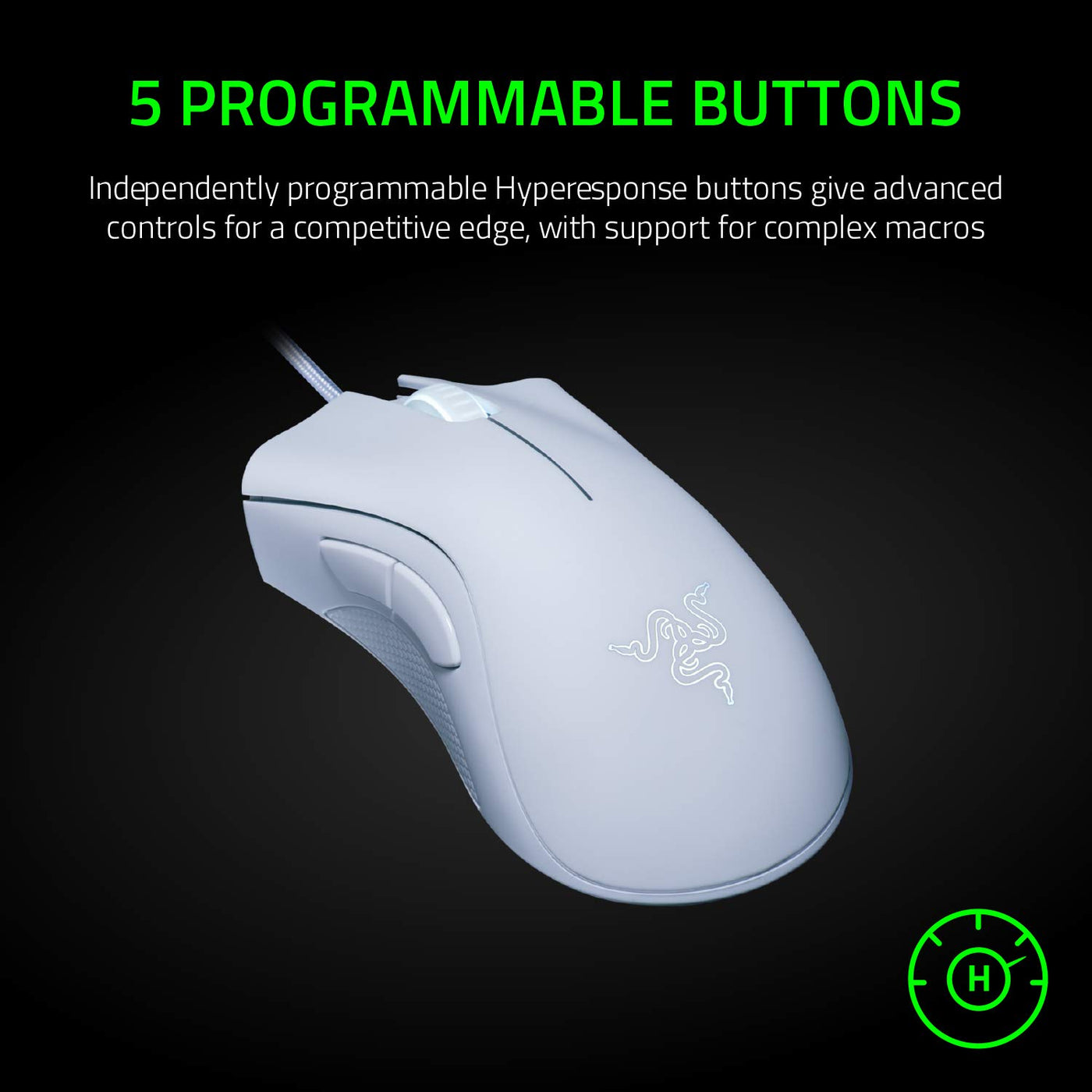 Razer DeathAdder Essential (2021) - Kabelgebundene Gaming-Maus mit Optischem Sensor mit 6400 DPI (5 programmierbare Tasten, Ergonomischer Formfaktor, 10 Millionen Klicks Lebensdauer) Weiß