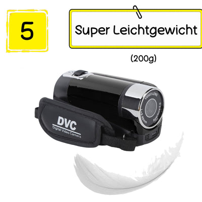 Kids Videokamera-Camcorder, 16x 1080P 30fps Vlogging Kamerarecorder mit Drehbarem 2,7-Zoll-TFT-Bildschirm, Class10 U3-Chip, Fülllicht, Eingebautem Lautsprecher, Support 32GB Expandable(Schwarz)