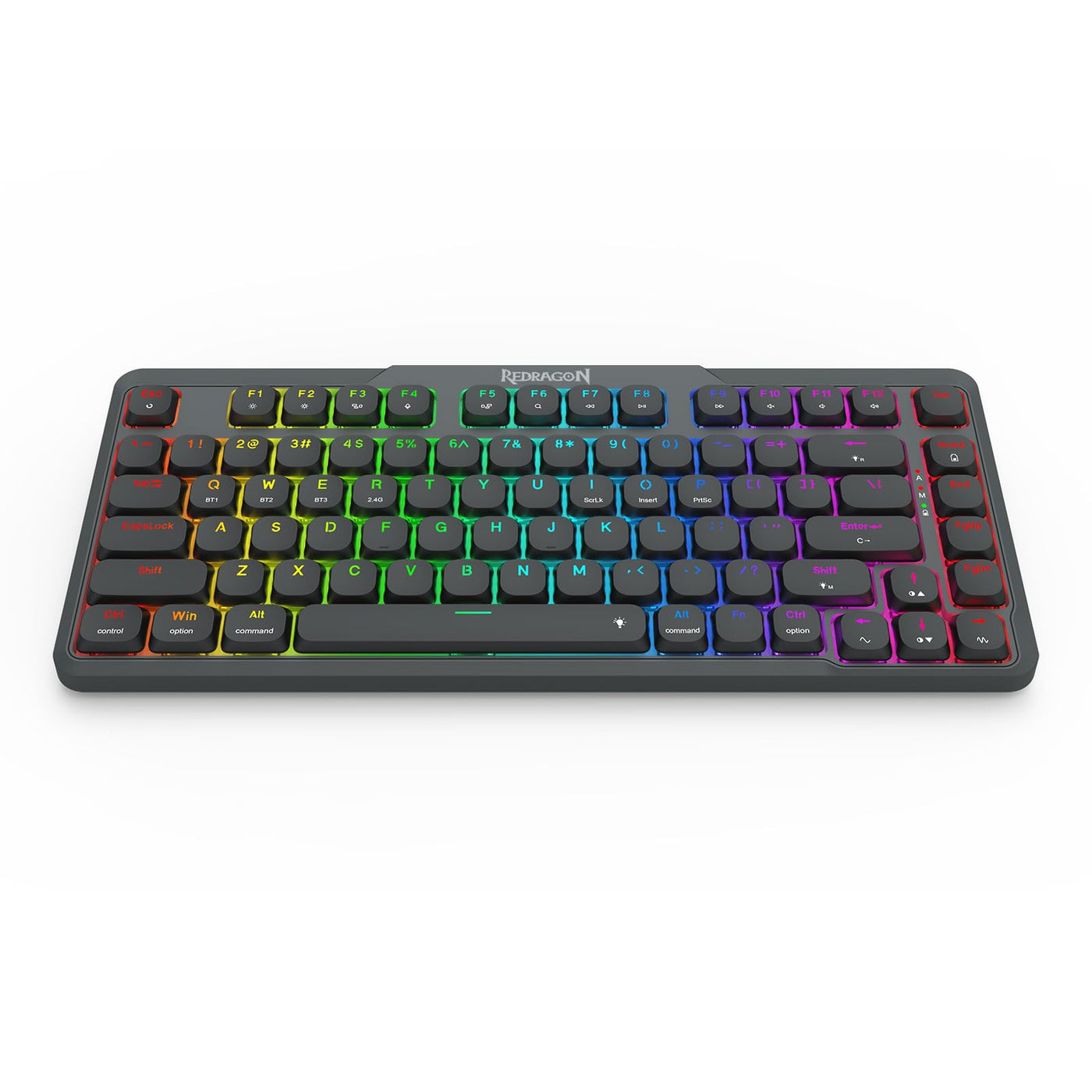 Redragon K706 PRO 75% kabellose Gasket RGB-Gaming-Tastatur, 3-Modi, 82 Tasten, kompakte mechanische Tastatur mit ultraflacher Platine, flachem linearen roten Schalter und Dual-Win/MAC-System