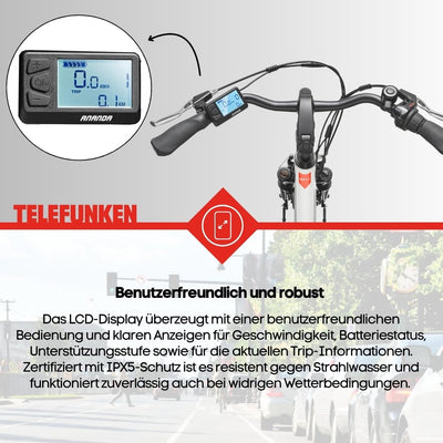 TELEFUNKEN E-Bike Damen 28 Zoll, Elektrofahrrad Frontmotor, 3-Gang Nabenschaltung, V-Bremsen - Pedelec Citybike