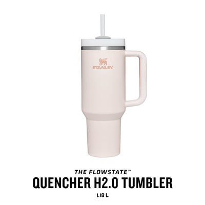 Stanley Quencher H2.0 FlowState Trinkflasche mit Strohhalm 1.2L - Thermobecher Kühlt 11 Stunden - 48 Stunden Eisgekühlt - Spülmaschinenfest - Thermosflasche BPA Frei - Kaffeebecher To Go - Rose