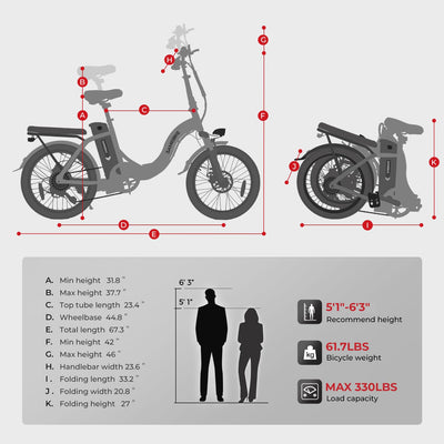 SAMEBIKE Klappbares Elektrofahrrad für Erwachsene mit 36V 13AH abnehmbarem Akku,250W Motor, 25 km/h, 70 KM Reichweite & 20" All Terrain Reifen, Profi 7-Gang Pendler E-Bike
