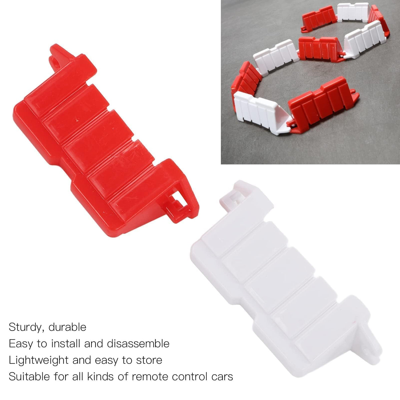 RC Drift Barriere, 120 Stücke 62x18x24mm Universal Kunststoff RC Drifting Rennstrecke Straßensperre Ferngesteuertes Auto DIY Rennstrecke Straße Barriere Drift Feld Zaun Landebahn Dekorative Zubehör