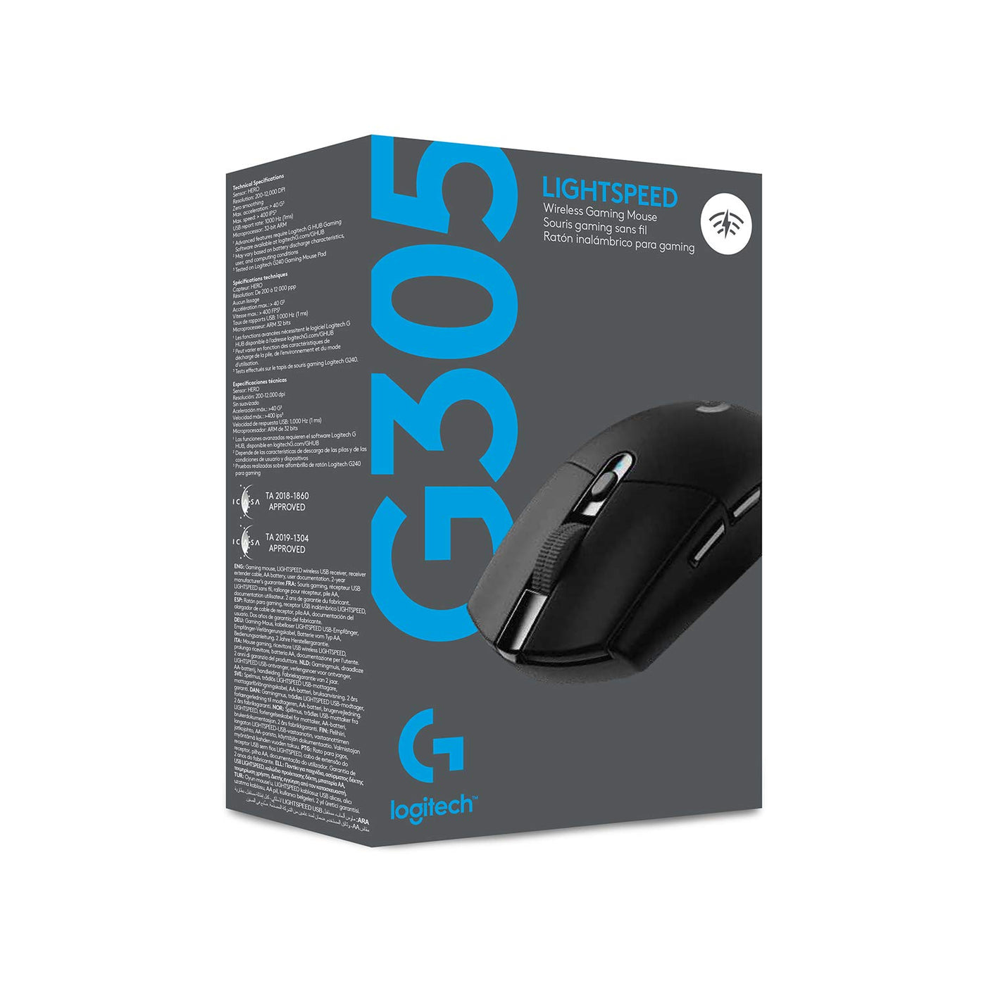 Logitech G305 LIGHTSPEED kabellose Gaming-Maus mit HERO 12K DPI Sensor, Wireless Verbindung, 6 programmierbare Tasten, 250 Stunden Akkulaufzeit, Leichtgewicht, PC/Mac - Schwarz
